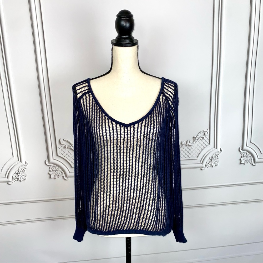 Free People Navy Blue Knitted Sweater | Size S